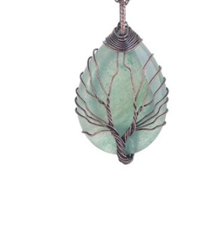 Retro Tree Water Droplets Natural Stone Crystal Charms