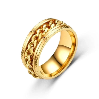 Minimalist Waves Titanium Steel Plating Gold Plated Rings