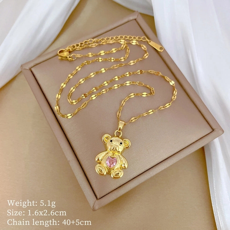 Fashion Geometric Titanium Steel Copper Plating Artificial Diamond Necklace