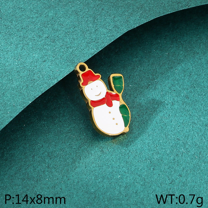 Diy Christmas Elements Oil Drop Stainless Steel Accessories Pendant Christmas Tree Santa Claus Snowman Reindeer