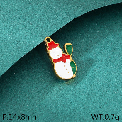 Diy Christmas Elements Oil Drop Stainless Steel Accessories Pendant Christmas Tree Santa Claus Snowman Reindeer