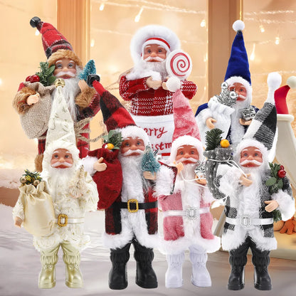 Cartoon Fabric Plush Standing Santa Claus Doll Christmas Decoration Desktop Ornament