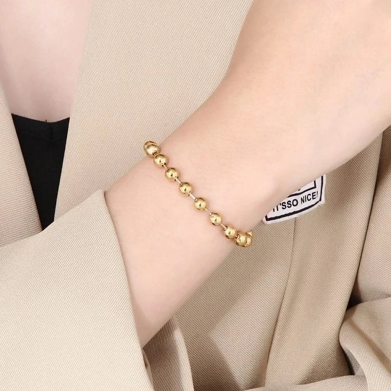 Minimalist Round Stainless Steel 18K Gold Plated Bracelets In Bulk