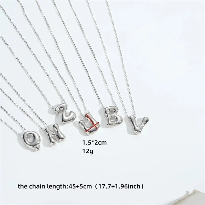 Copper White Gold Plated Letter Pendant Necklace