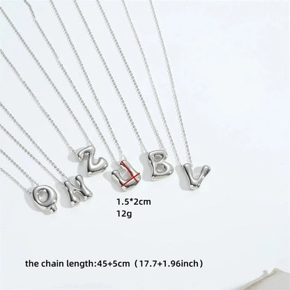 Copper White Gold Plated Letter Pendant Necklace