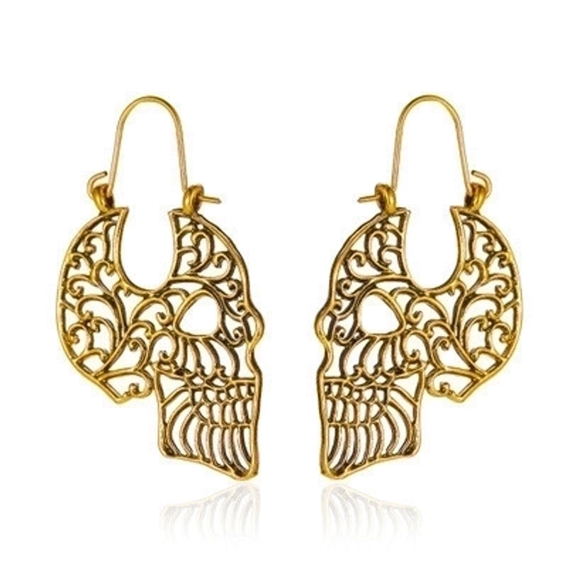 New Halloween Gothic Retro Hollow Carved Skull Earrings