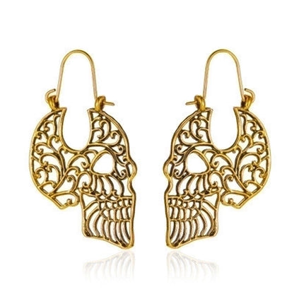 New Halloween Gothic Retro Hollow Carved Skull Earrings