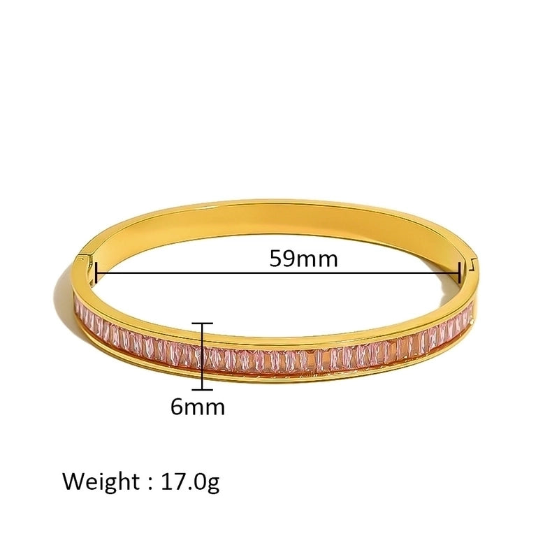 Minimalist Shiny Solid Color 316L Stainless Steel 18K Gold Plated Zircon Bangle In Bulk