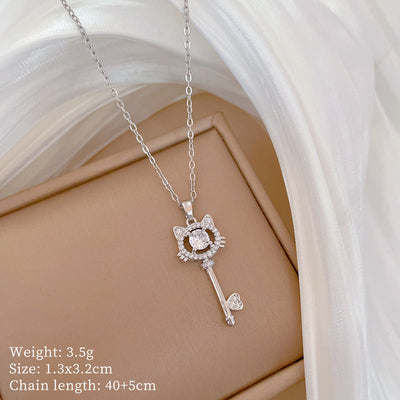 Minimalist Geometric Titanium Steel Diamond Inlay Necklaces