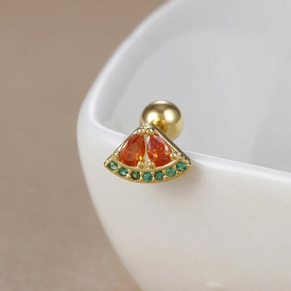 1 Piece Ear Cartilage Rings & Studs IG Style Ice Cream Heart Shape Candy 304 Stainless Steel Inlay Zircon 18K Gold Plated Ear Cartilage Rings & Studs