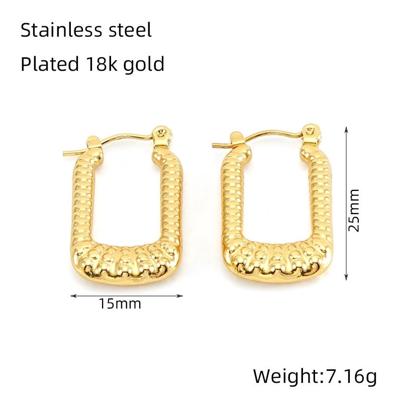 1 Pair Minimalist U Shape 304 Stainless Steel 18K Gold Plated Hoop Earrings