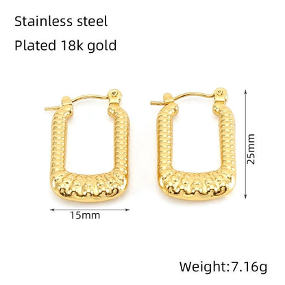 1 Pair Minimalist U Shape 304 Stainless Steel 18K Gold Plated Hoop Earrings