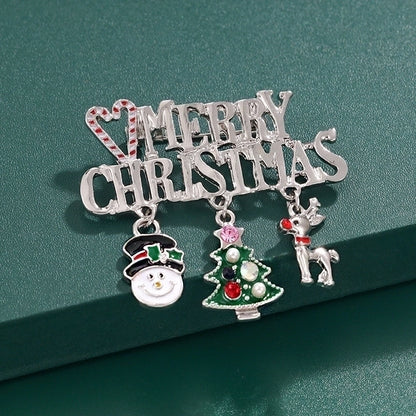 Cartoon Style Pin Christmas Tree Alloy Enamel Rhinestones Unisex Brooches
