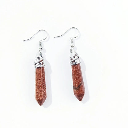 Ethnic Style Water Droplets Stone Drop Earrings 1 Pair