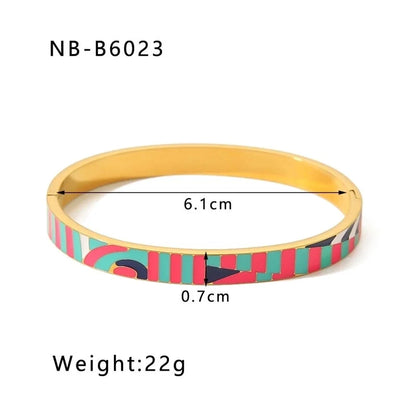 304 Stainless Steel 18K Gold Plated Basic Minimalist Plating Geometric Bangle