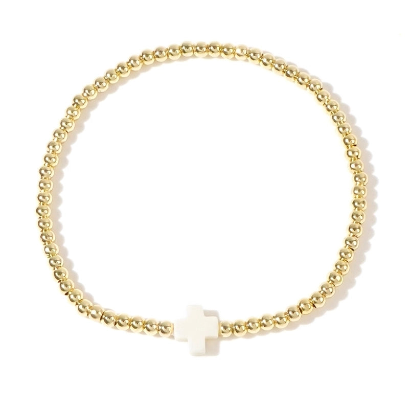 Arylic Copper Beaded Cross Bracelets