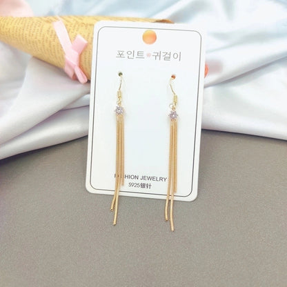 2 Pieces Elegant Star Tassel Heart Shape Inlay Alloy Artificial Pearls Rhinestones Glass Earrings