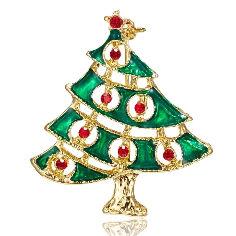 Fashion Pin Christmas Tree Alloy Inlay Rhinestones Unisex Brooches