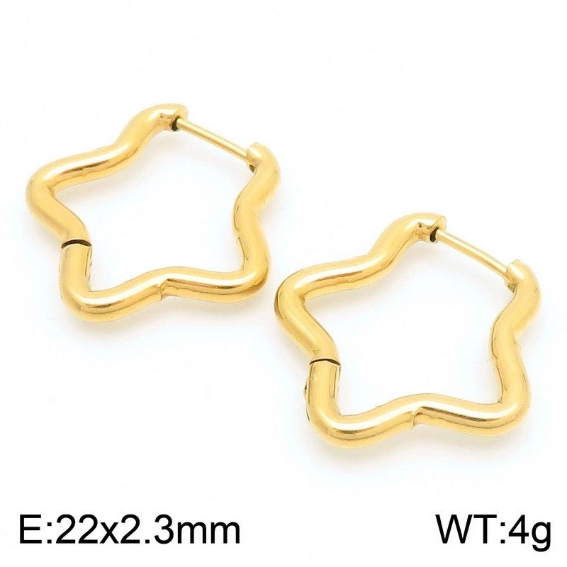 1 Pair Basic Minimalist Classic Style Geometric Star Solid Color 304 Stainless Steel 18K Gold Plated Hoop Earrings
