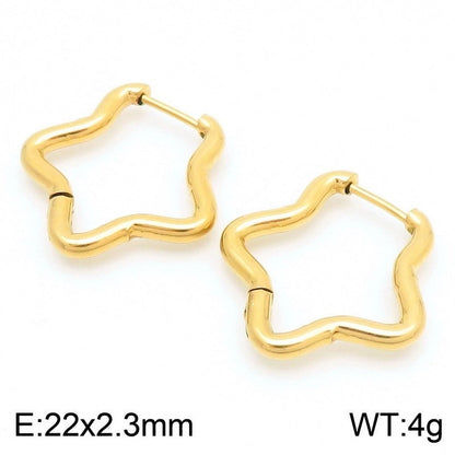 1 Pair Basic Minimalist Classic Style Geometric Star Solid Color 304 Stainless Steel 18K Gold Plated Hoop Earrings
