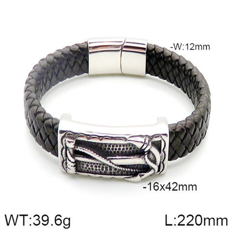 Hip-Hop Rock Punk Scorpion Skull 304 Stainless Steel Pu Leather Halloween Unisex Bangle Men Cord & Leather Bracelets