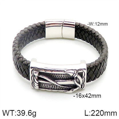 Hip-Hop Rock Punk Scorpion Skull 304 Stainless Steel Pu Leather Halloween Unisex Bangle Men Cord & Leather Bracelets