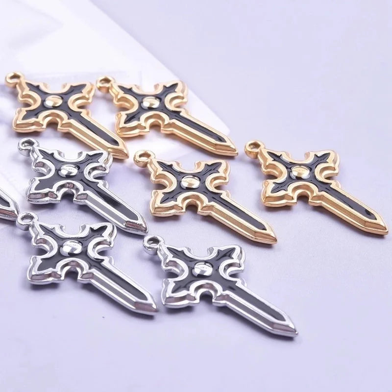 304 Stainless Steel 18K Gold Plated Basic Modern Style Classic Style Enamel Plating Cross Pendant Necklace