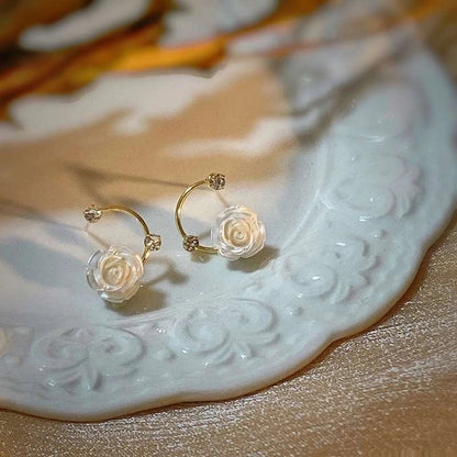 1 Pair Minimalist Round Inlay Alloy Pearl Zircon Drop Earrings