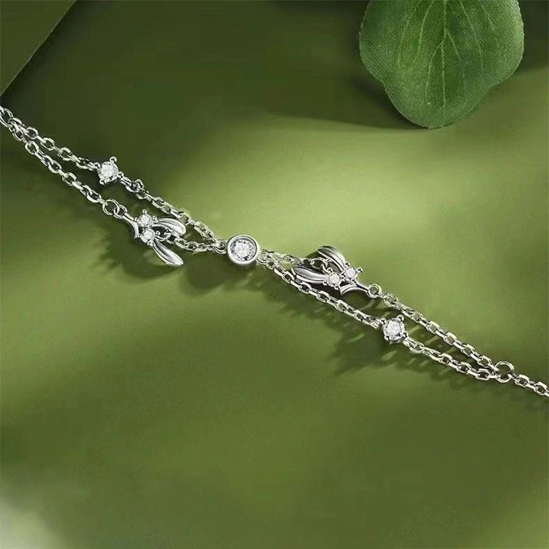 Mistletoe Couple Bracelet Men's And Women's New Entry Luxury Simple Zircon Tree Rattan Bracelet Commemorative Birthday Gift
