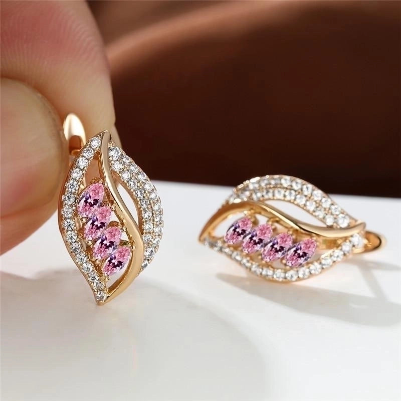 1 Pair Elegant Minimalist Leaf Plating Inlay Copper Zircon Earrings