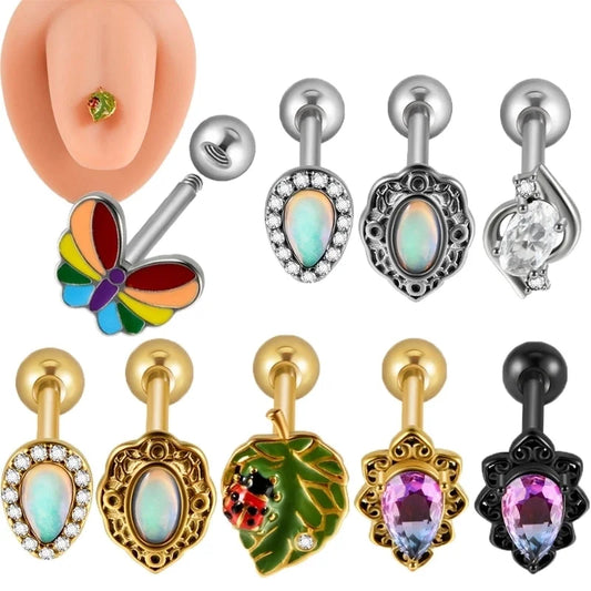 1 Piece Tongue Rings Casual Elegant Vacation Leaf Water Droplets Butterfly 304 Stainless Steel Plating Zircon 18K Gold Plated Tongue Rings