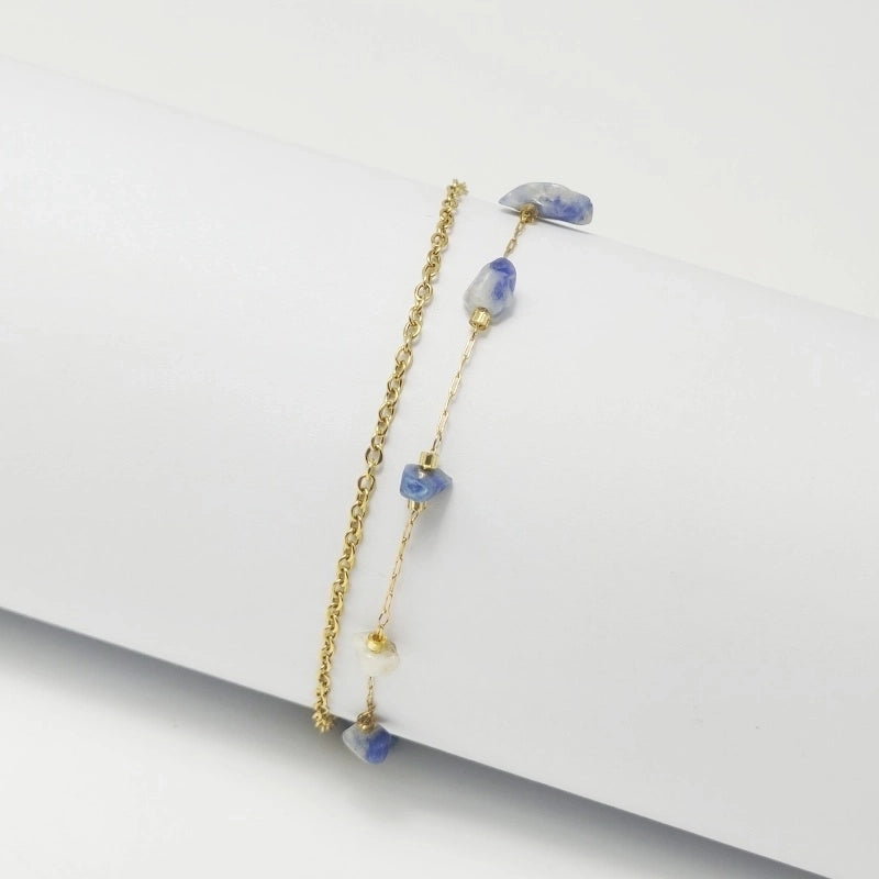 Elegant Beach Minimalist Geometric Crystal Gravel 18K Gold Plated Bracelets In Bulk