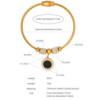 Casual Minimalist Star Heart Shape Butterfly Titanium Steel 18K Gold Plated Rhinestones Bangle In Bulk