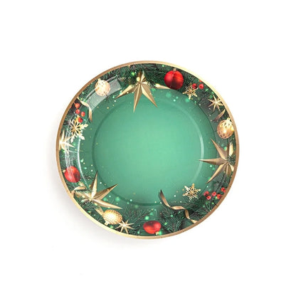 Factory Design Christmas Paper Plate Baking Light Salad Round Paper Plate 7 Inch 9 Inch Christmas Paper Plate