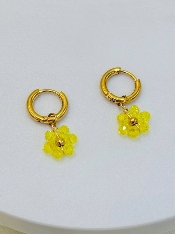 1 Pair Pastoral Flower Inlay 304 Stainless Steel Plastic Stainless Steel Earrings