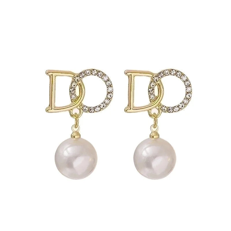 10 Pieces Minimalist Heart Shape Flower Bow Knot Imitation Pearl Alloy Rhinestone Irregular Women\'S Earrings 1 Pair