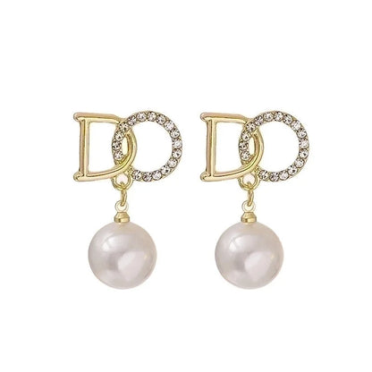 10 Pieces Minimalist Heart Shape Flower Bow Knot Imitation Pearl Alloy Rhinestone Irregular Women\'S Earrings 1 Pair