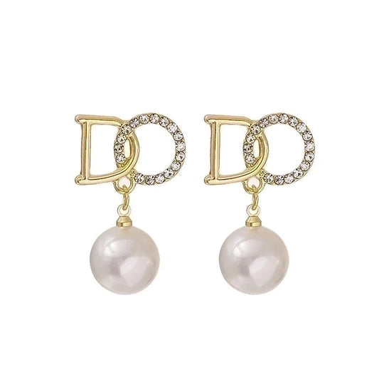 10 Pieces Minimalist Heart Shape Flower Bow Knot Imitation Pearl Alloy Rhinestone Irregular Women\'S Earrings 1 Pair