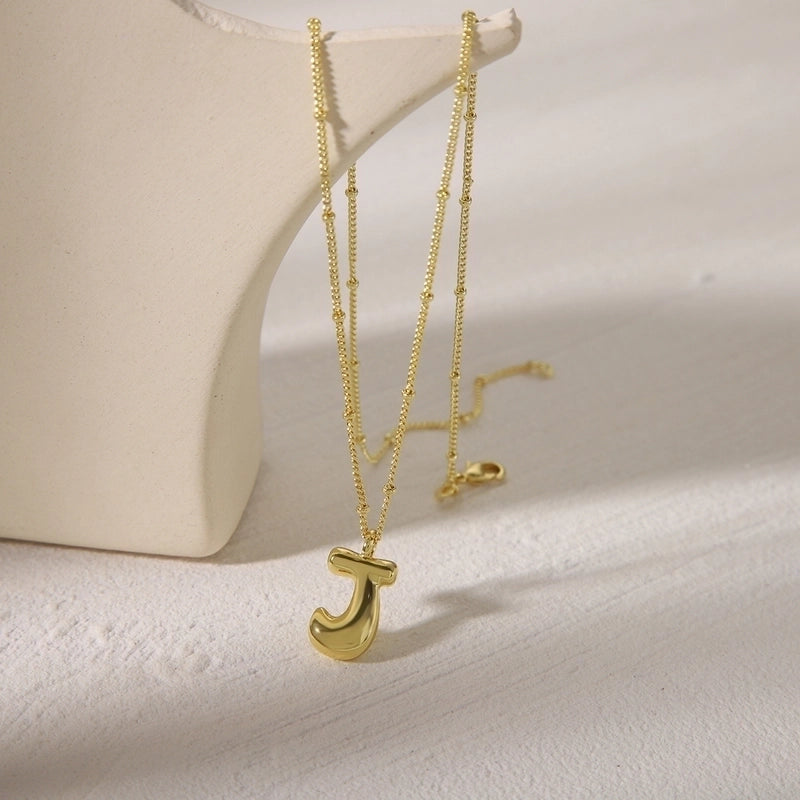 Copper 14K Gold Plated Letter Pendant Necklace