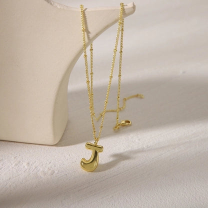 Copper 14K Gold Plated Letter Pendant Necklace