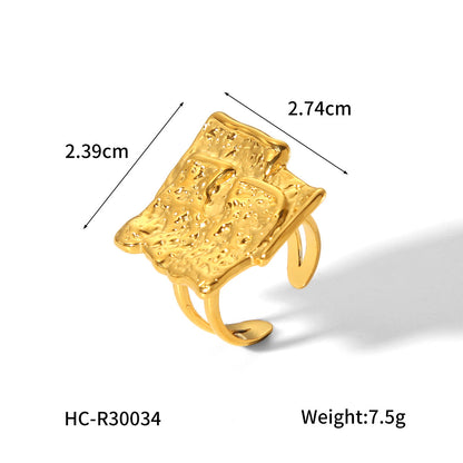 IG Style Ring Irregular Hammered Geometric Stainless Steel Electroplating Rings