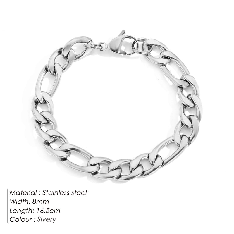 Hip-Hop Geometric 304 Stainless Steel Figaro Chain Bracelets In Bulk