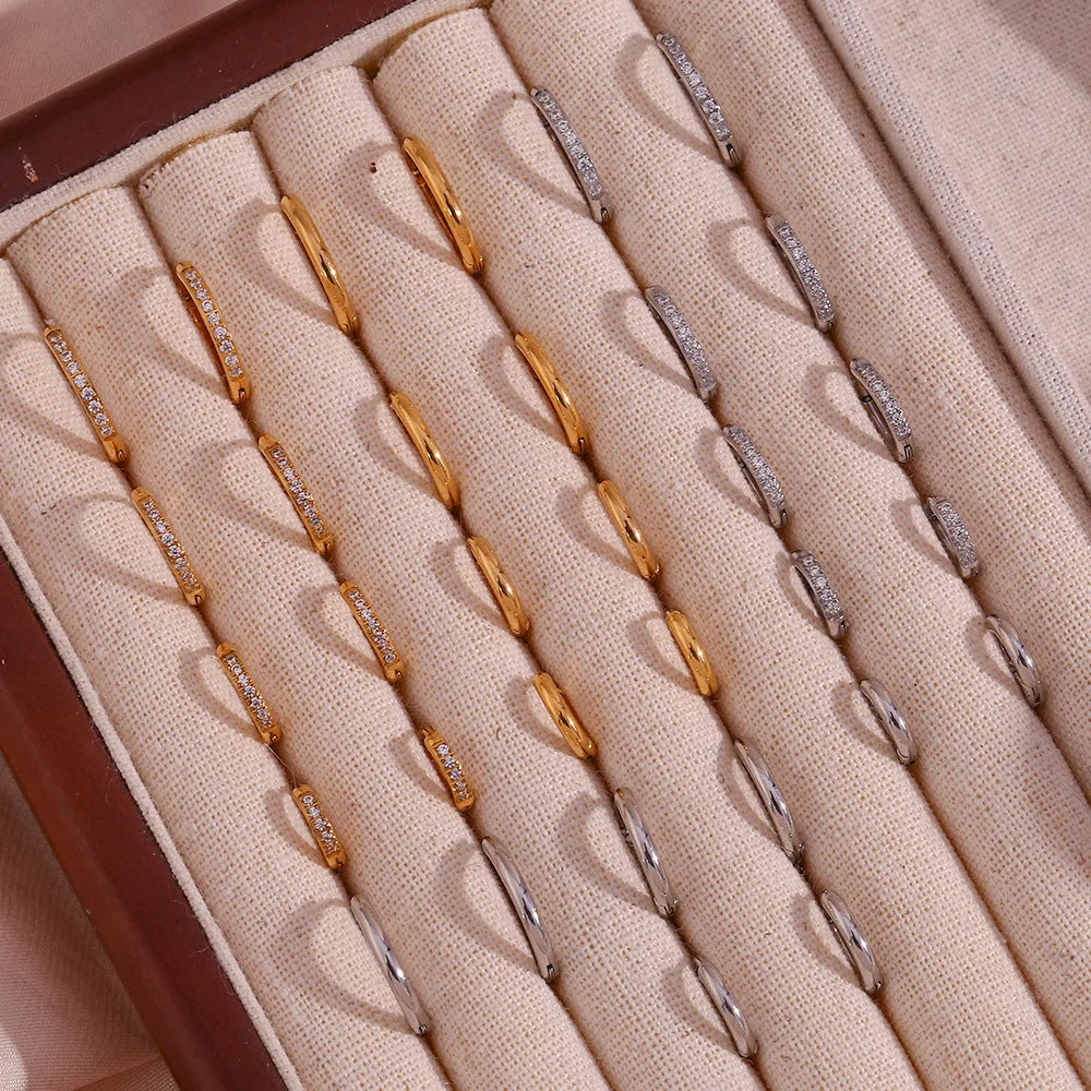 Fashion Circle Geometric Stainless Steel 18K Gold Plated Earrings