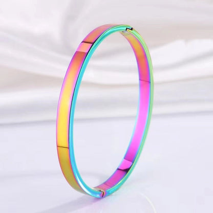 Minimalist Solid Color 304 Stainless Steel 18K Gold Plated Bangle In Bulk