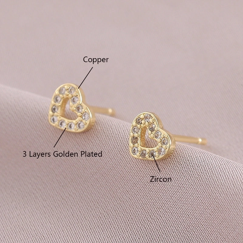 1 Pair IG Style Elegant Minimalist Letter Heart Shape Bicycle Plating Inlay Copper Zircon 18K Gold Plated Ear Studs