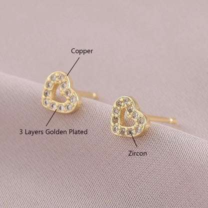 1 Pair IG Style Elegant Minimalist Letter Heart Shape Bicycle Plating Inlay Copper Zircon 18K Gold Plated Ear Studs