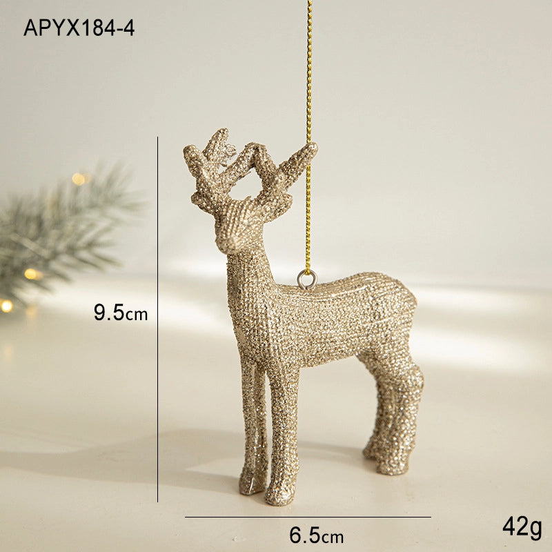 Christmas Casual Elegant Minimalist Christmas Tree Elk Resin Holiday Party Hanging Ornaments Decorations Hanging Ornaments