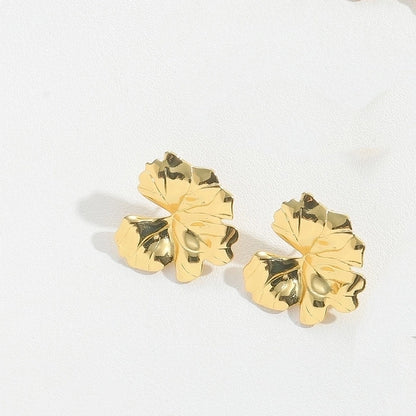 1 Pair Halloween Christmas Vintage Style Minimalist Commute Leaves Leaves Copper + Dripping Oil Copper 14K Gold Plated Earrings