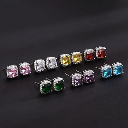 Candy Earrings National Tide Men\'s High Street Sugar Earrings Tide Men\'s Hip-hop Zircon Square Earrings