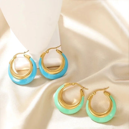 1 Pair Elegant Vintage Style Luxurious Geometric Epoxy 304 Stainless Steel Gold Plated Earrings